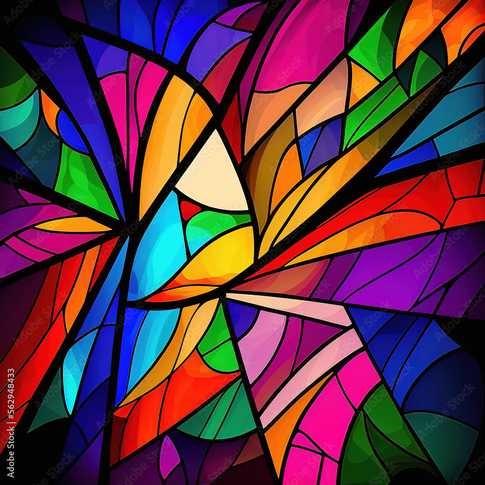 colorful stained glass, generative AI  - obrazy, fototapety, plakaty 