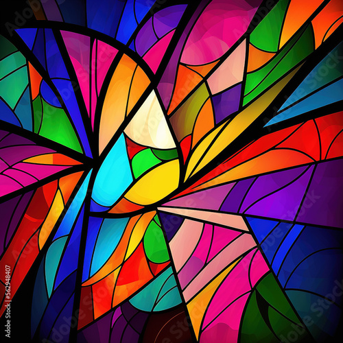 colorful stained glass, generative AI 