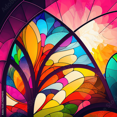 colorful stained glass, generative AI 