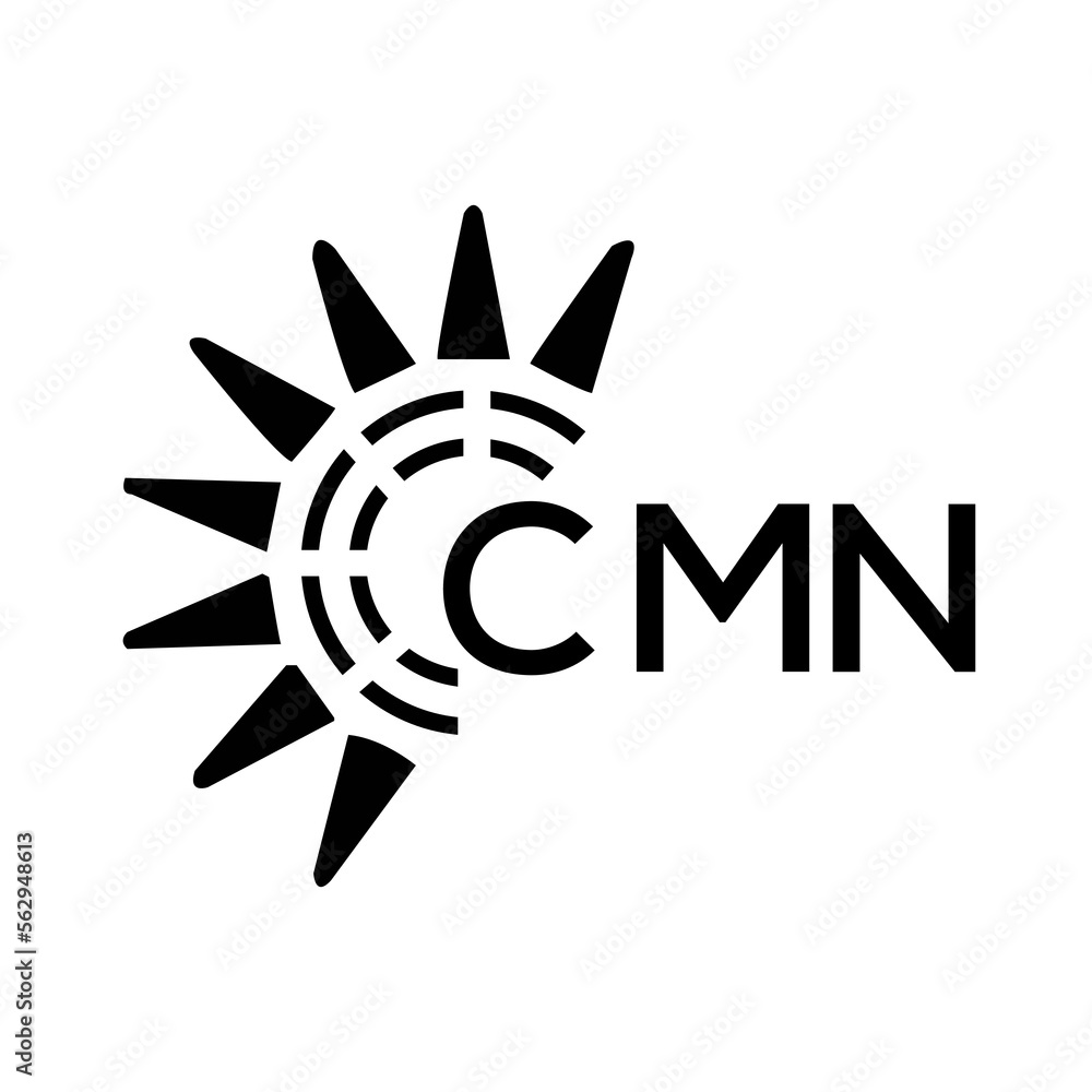 CMN letter logo. CMN image on white background and black letter. CMN