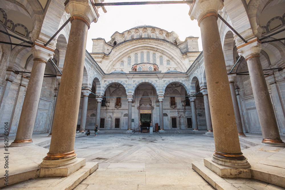 Courtyard of Bayezid II Mosque in Istanbul, Turkey