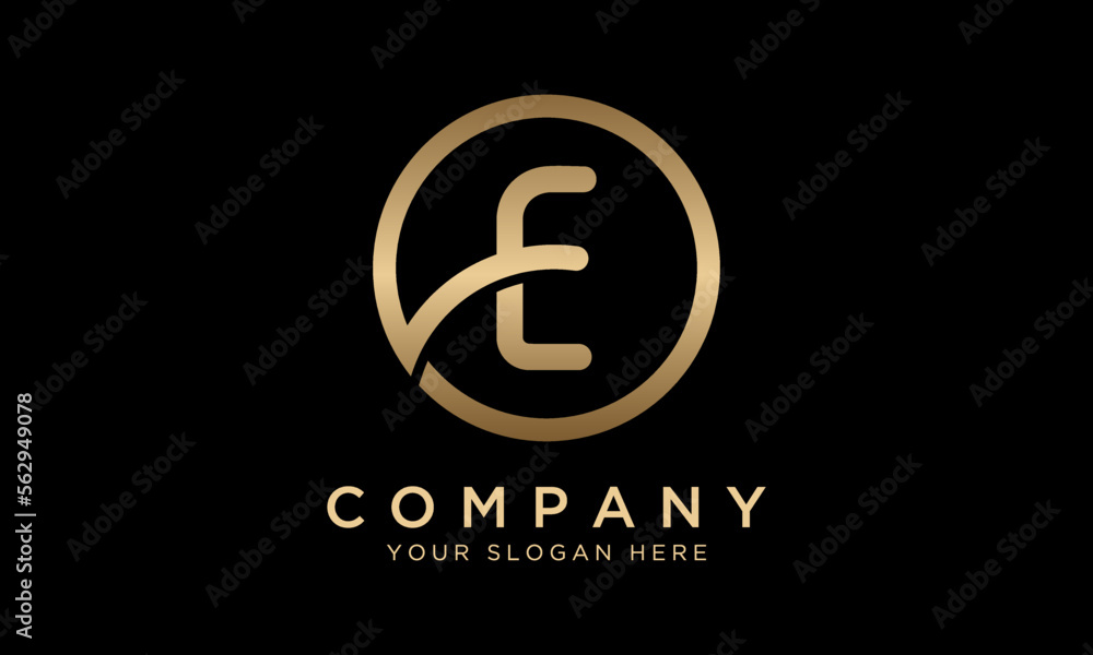 E Letter Logo With Circle Shape. Modern Unique Creative E Logo Design Vector Template. Elegant Identity Design In Gold Color. E Letter Logo With Circle Shape. Modern Unique Creative E Logo Design Vector Template. Elegant Identity Design In Gold Color.