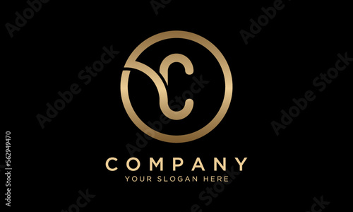 C Letter Logo With Circle Shape. Modern Unique Creative C Logo Design Vector Template. Elegant Identity Design In Gold Color.