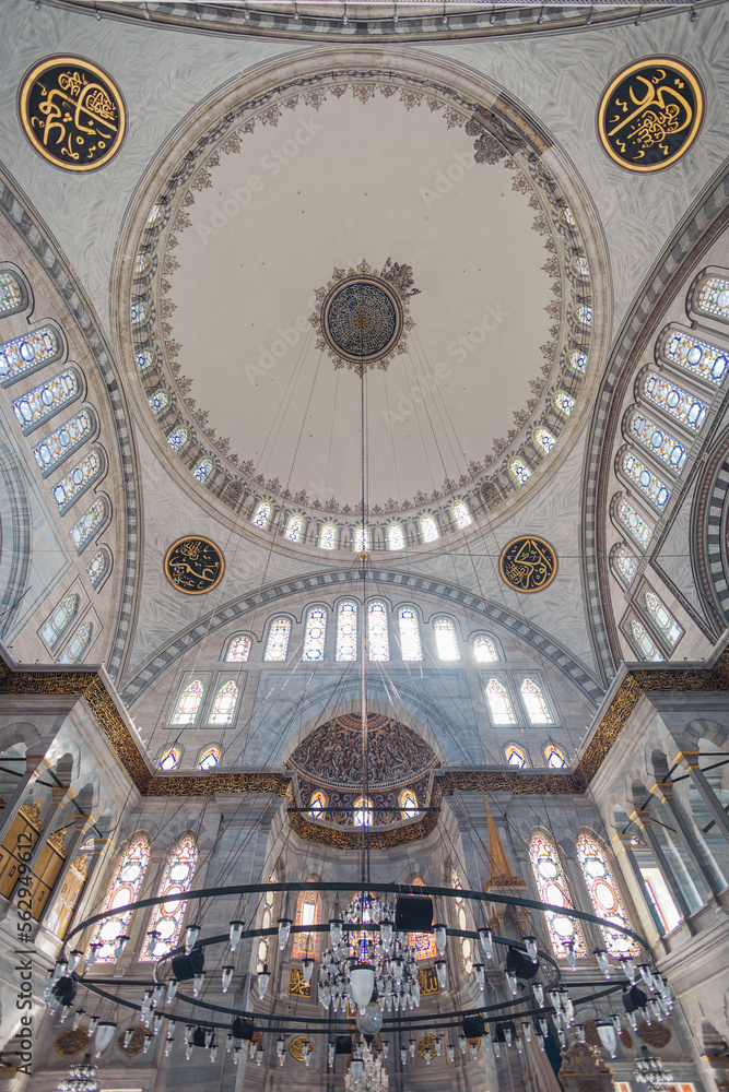 Istanbul, Turkey . Interior of the Bayezid Mosque in Istanbul. Mosque architecture.