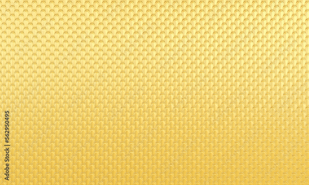3D render : embossed abstract pattern engraved on gold surface