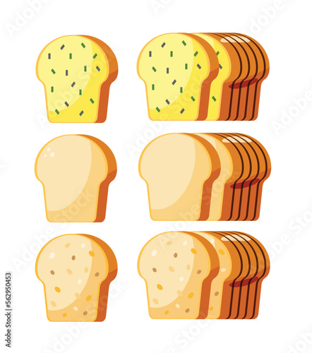 set of bread loaf isolated vector illustration