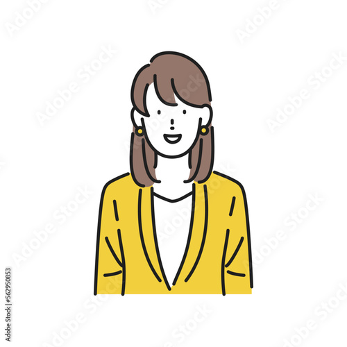 ビジネスシーン：ビジネスウーマンの上半身イラスト