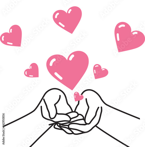 両手にハートがいっぱいのバレンタインデーのイメージ