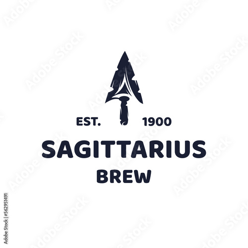 Sagittarius arrowhead symbol for logo company