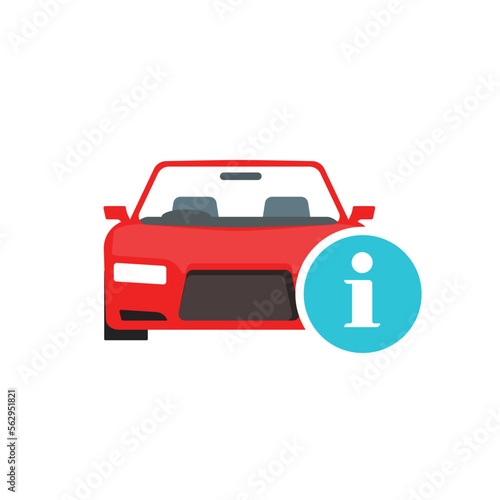 Car info icon vector, vehicle auto instruction information symbol flat notice, automobile specification details sign, characteristic tutorial description graphic, history data inform image clipart