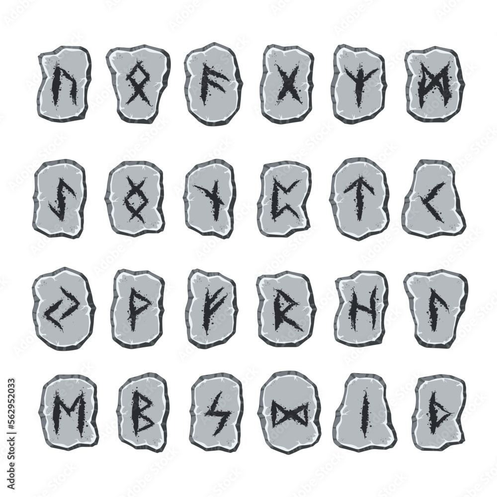 Viking runes grey stones set Viking runes grey stones set