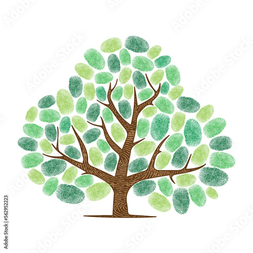 Abstract fingerprints tree silhouettes set