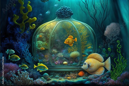 enclosed in a bubble, life in the aquarium