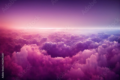 Purple clouds in stratosphere with horizon