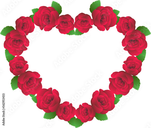 Fototapeta Naklejka Na Ścianę i Meble -  red rose flower heart shape frame 2023011905