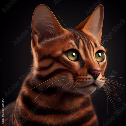 Toyger. Cat Breeds. Adorable image of a cat with sparkling eyes. 2 © David Costa Art