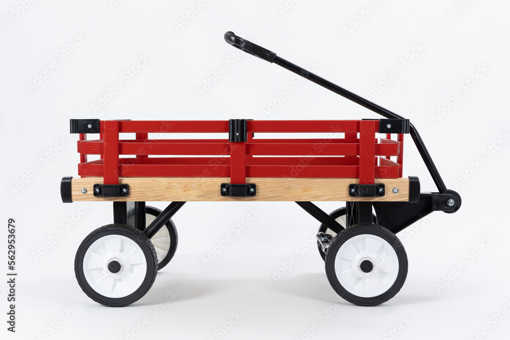 Wood wagon on wheels with white background Wood wagon on wheels with white background