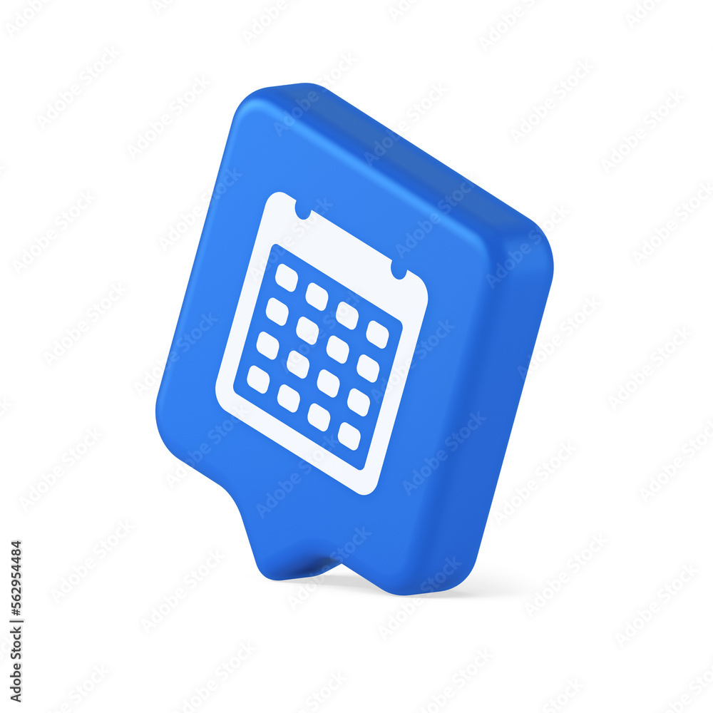 Calendar schedule button agenda event appointment reminder 3d realistic speech bubble icon Calendar schedule button agenda event appointment reminder 3d realistic speech bubble icon