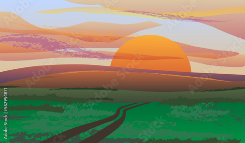 sunrise over the hill