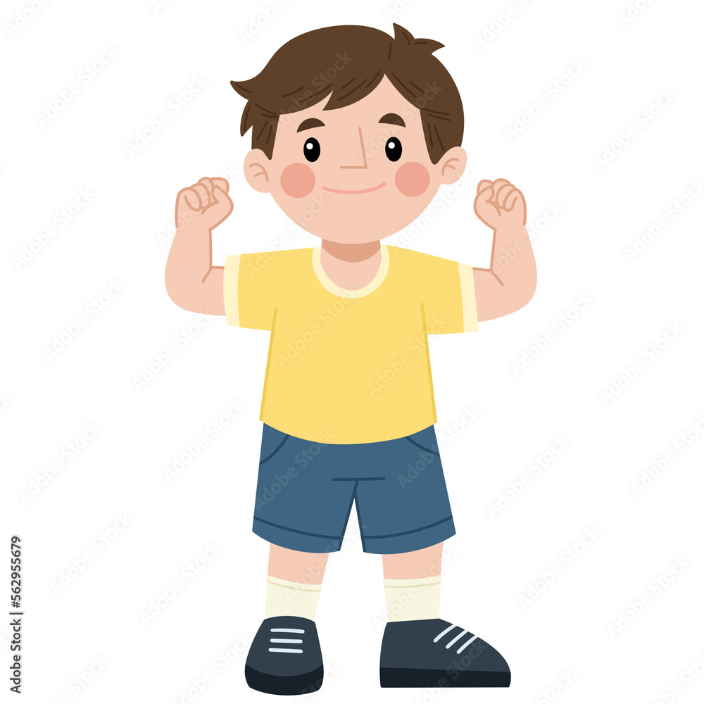 Illustration of a little boy with his hands up Illustration of a little boy with his hands up