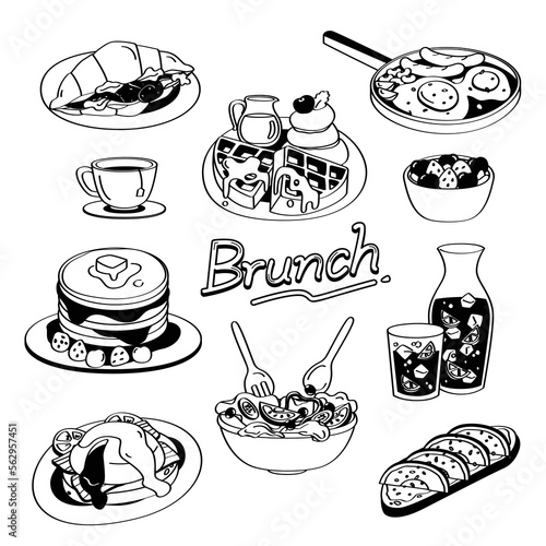 Doodle for Brunch menu. Brunch menu with Hand drawing styles.