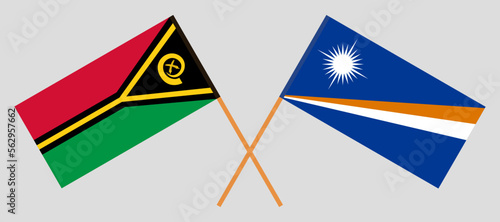 Crossed flags of Vanuatu and Marshall Islands. Official colors. Correct proportion