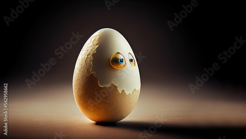 Beautifully designed abstract easter egg with eyes as art object (Generative AI) photo