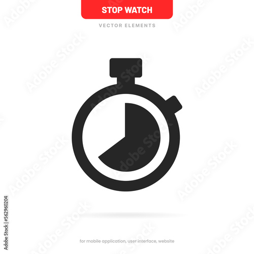 Stop watch, time, timer icon, timekeeper, chronometer icon on isolated white background with clipping path for UI UX website mobile app. Vector elements EPS10.