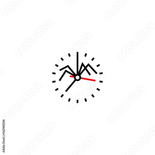 Clock combination with a spider. Company logo design.