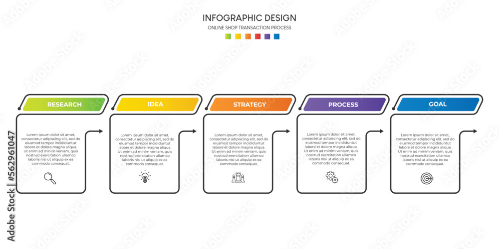 	
Steps business data visualization timeline process infographic template design with icons