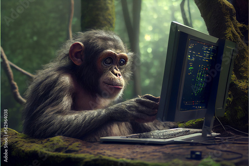 Print op canvas monkey hight tecnology