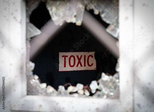 Toxic room through the broken window of the Old Joliet Prison photo