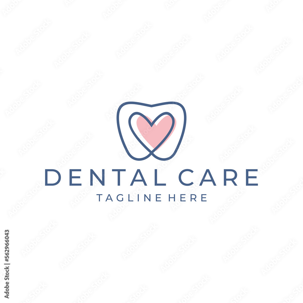 Tooth with heart logo design template