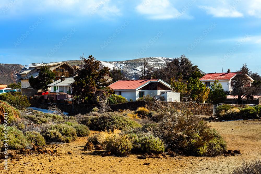Set of houses in a mountainous area. Tenerife. Canary Islands.
