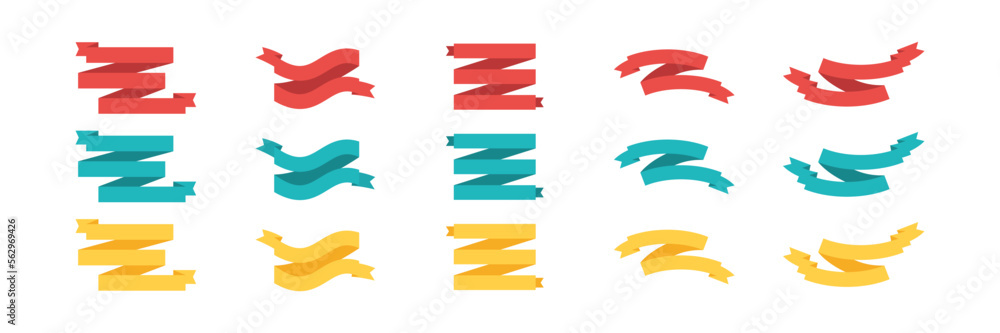 Colorful Vector Ribbon Banners. Set of Ribbons Banners with Label, Tag and Quality Badges. Banners set and colorful Ribbon, isolated on white background. Ribbon Banner in modern simple flat design