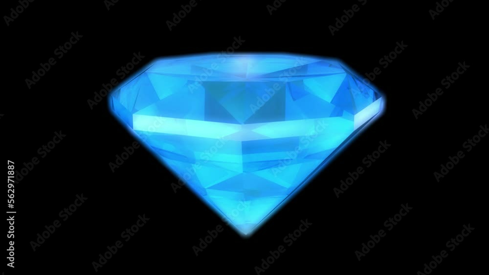 Blue ruby diamond rotates on a black background. Gems, reward. 3D animation Blue ruby diamond rotates on a black background. Gems, reward. 3D animation
