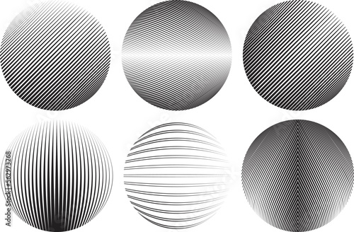 Set of spheres . Lines constructed transparent sphere .Vector  .Technology sphere Logo . Design element for posters, social media, templates, flyers, brochures . Abstract trendy transparent circles