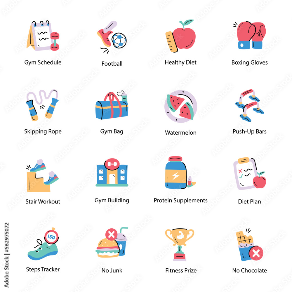 Pack of Gym Hand Drawn Icons
Pack of Gym Hand Drawn Icons