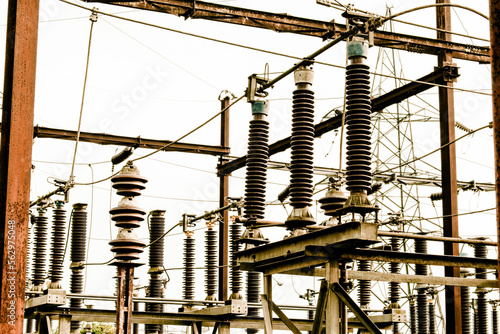 Electrical distribution station with high voltage electrical components including Circuit breakers,Isolators,Surge arrestors,Current transformers etc..