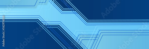 Hexagon Tech Light Blue Abstract Memphis Geometric Wide Banner Design Background.