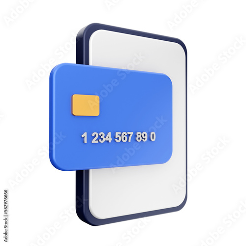 3d credit card smartphone icon illustration render