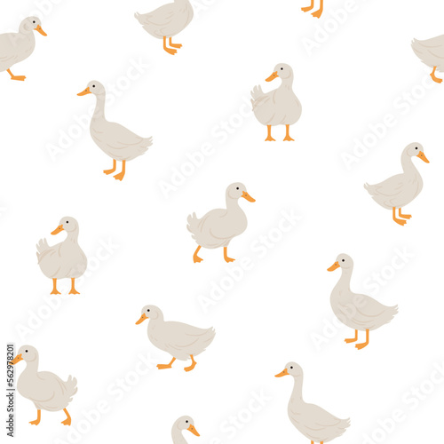 Seamless trendy pattern with goose. Outline vector illustration for prints, clothing, packaging and postcards.