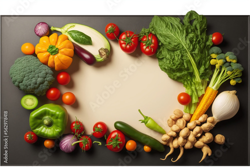 vegetables on a wooden board.Generative AI © Rudsaphon