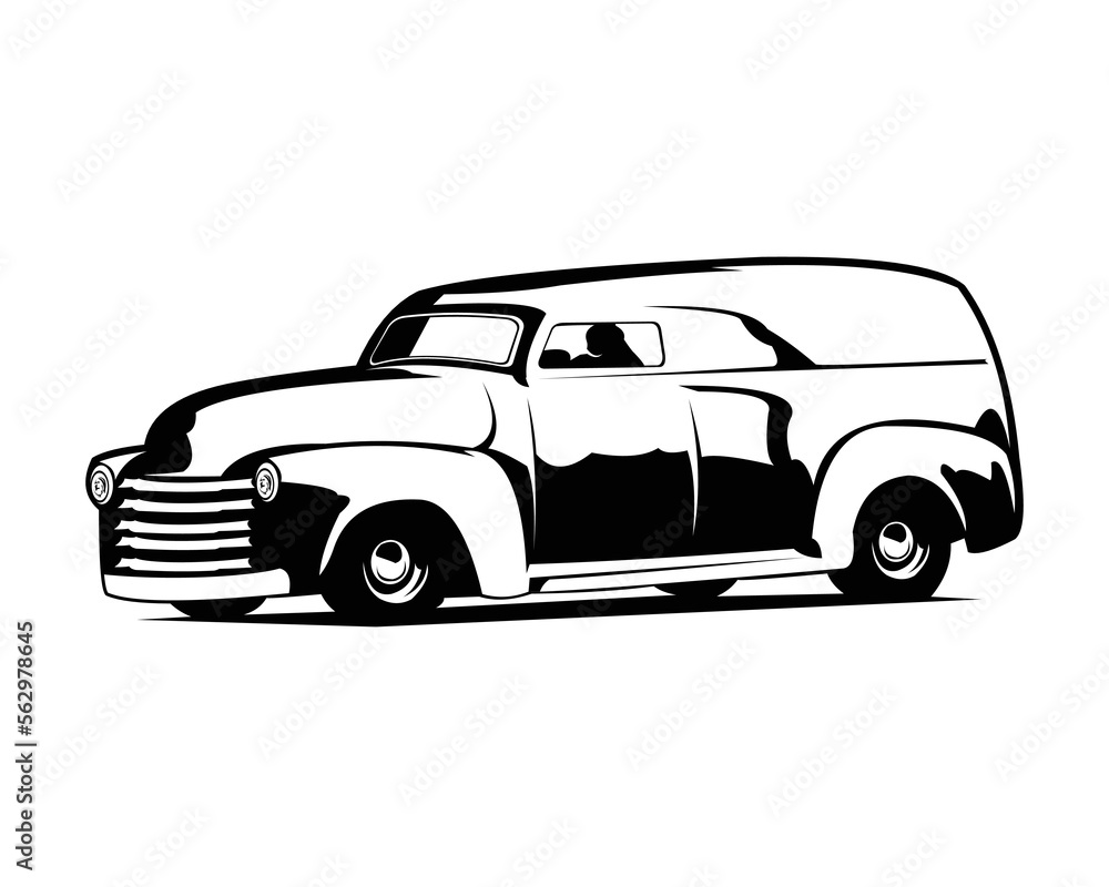 chevrolet panel van 1952 silhouette. isolated white background view from side. the best for the truck industry