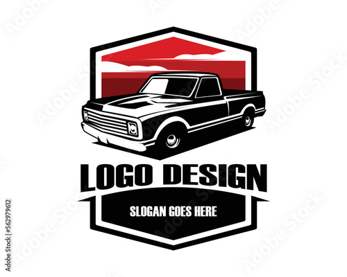chevy c10 truck industry logo silhouette. view from side isolated white background. vector illustration available in eps 10.