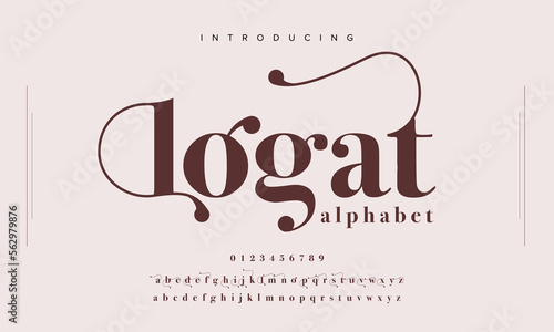 Logat luxury serif typography. Abstract elegant typeface font photo