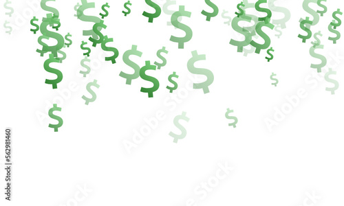 Green dollar signs scatter money vector