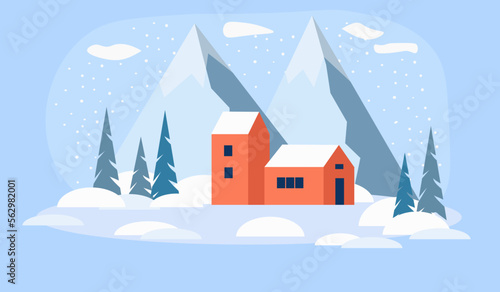 winter landscape with house