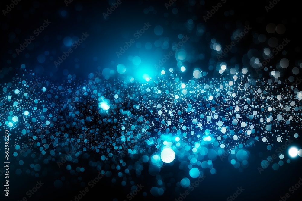 Obraz premium Defocused abstract blue lights background . bokeh lights. concept, Blue texture . Dark blue and silver glow particle abstract background. generative ai