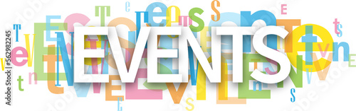 EVENTS colorful typography banner on transparent background